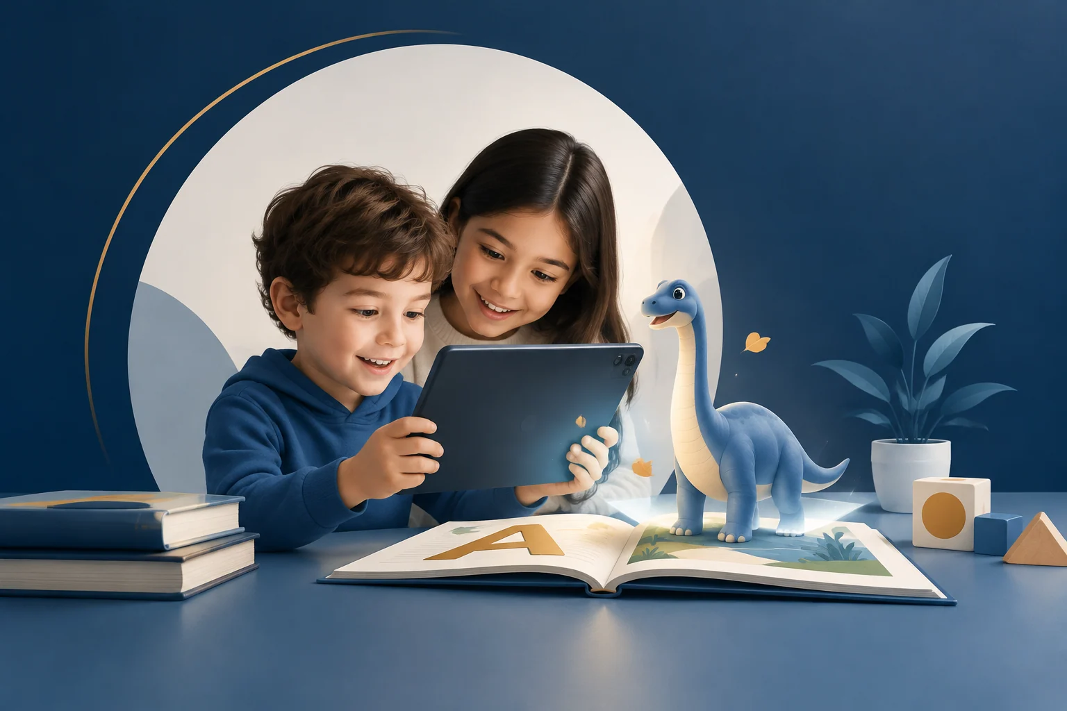 Illustrative visual for Alphabets with Sam and Kate — Interactive AR Learning